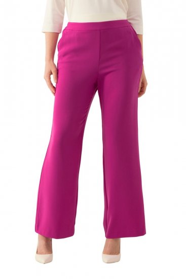 Ulla Popken 813306 Szerokie spodnie garniturowe z gumką w pasie Magenta - Spodnie materiałowe - Szerokie spodnie damskie plus size