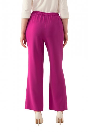Ulla Popken 813306 Szerokie spodnie garniturowe z gumką w pasie Magenta - Spodnie materiałowe - Szerokie spodnie damskie plus size