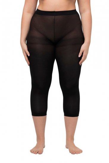 Ulla Popken 815580 Legginsy rajstopowe 3/4 z ochroną ud 80 den Czarna - Rajstopy & skarpetki - 