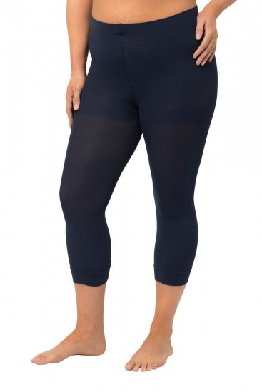 Ulla Popken 815580 Legginsy rajstopowe 3/4 z ochroną ud 80 den Granatowa - Rajstopy & skarpetki - 