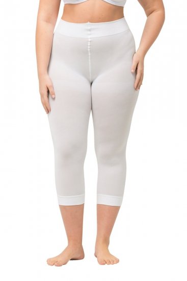 Ulla Popken 815580 Legginsy rajstopowe 3/4 z ochroną ud 80 den Biały - Rajstopy & skarpetki - 