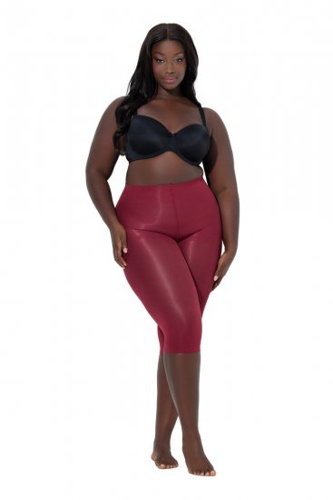 Ulla Popken 815580 Legginsy rajstopowe 3/4 z ochroną ud 80 den Czerwona - Rajstopy & skarpetki - 