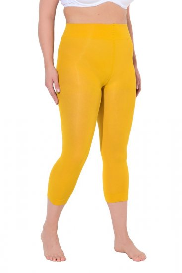 Ulla Popken 815580 Legginsy rajstopowe 3/4 z ochroną ud 80 den Musztardowa - Rajstopy & skarpetki - 