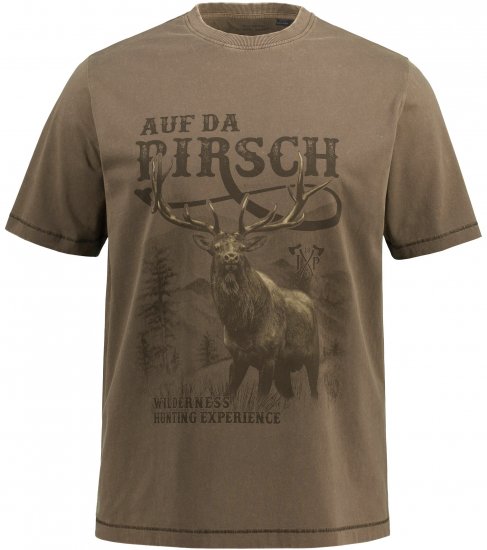 JP1880 Comfortable Fit Vintage Look T-Shirt Light Brown - Koszulki - T-shirty meskie Duże Rozmiary - 2XL-14XL