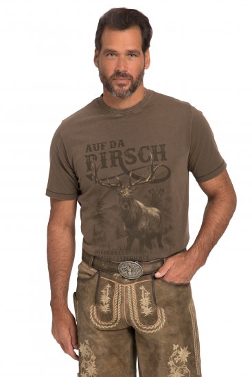 JP1880 Comfortable Fit Vintage Look T-Shirt Light Brown - Koszulki - T-shirty meskie Duże Rozmiary - 2XL-14XL
