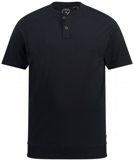 JP1880 818628 Koszulka Henley z krojem na brzuch Czarna - Koszulki - T-shirty meskie Duże Rozmiary - 2XL-14XL