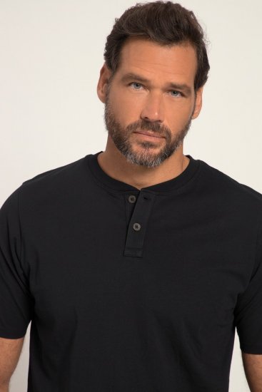 JP1880 818628 Koszulka Henley z krojem na brzuch Czarna - Koszulki - T-shirty meskie Duże Rozmiary - 2XL-14XL