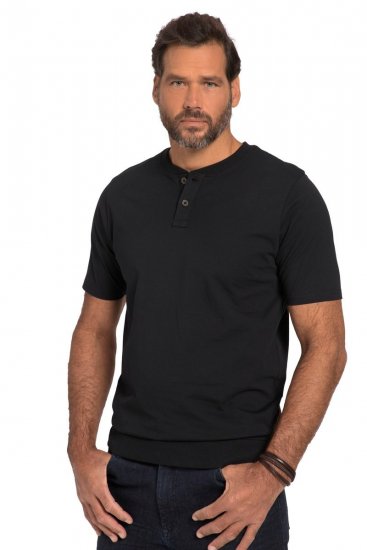 JP1880 818628 Koszulka Henley z krojem na brzuch Czarna - Koszulki - T-shirty meskie Duże Rozmiary - 2XL-14XL