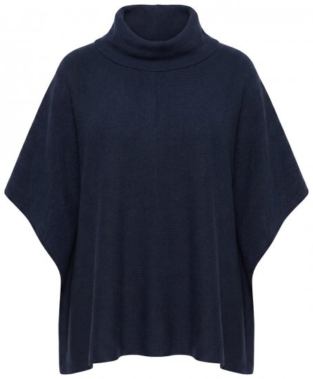 Ulla Popken 820620 Sweter ponczo z golfem Granatowa - Ponczo i peleryny - 
