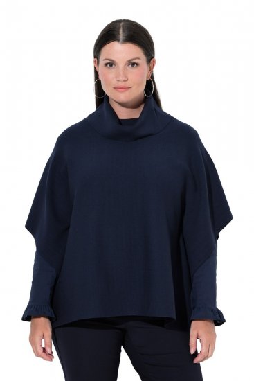 Ulla Popken 820620 Sweter ponczo z golfem Granatowa - Ponczo i peleryny - 