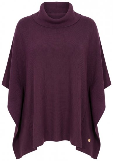 Ulla Popken 820620 Sweter ponczo z golfem Śliwkowa - Ponczo i peleryny - 