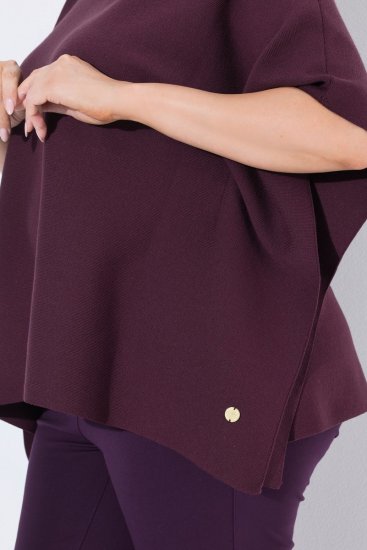 Ulla Popken 820620 Sweter ponczo z golfem Śliwkowa - Ponczo i peleryny - 