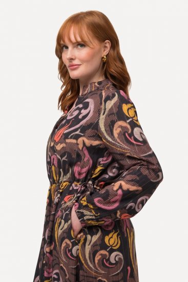 Ulla Popken 820662 Wzorzysta sukienka Czarna - Sukienki wieczorowe - Wieczorowe sukienki plus size