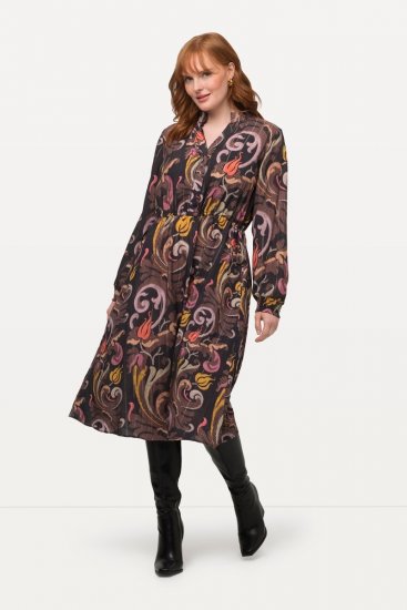 Ulla Popken 820662 Wzorzysta sukienka Czarna - Sukienki wieczorowe - Wieczorowe sukienki plus size