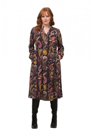 Ulla Popken 820662 Wzorzysta sukienka Czarna - Sukienki wieczorowe - Wieczorowe sukienki plus size