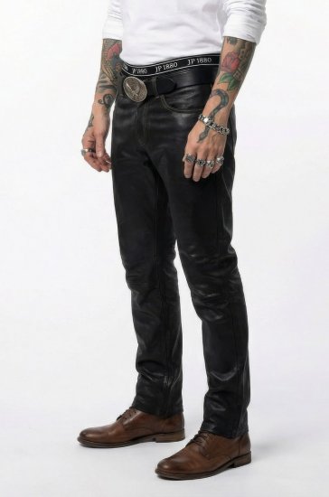 JP1880 Leather Pants Regular Fit Finest Lamb Nappa Black - Dżinsy & spodnie - Dżinsy i Spodnie - W40-W70