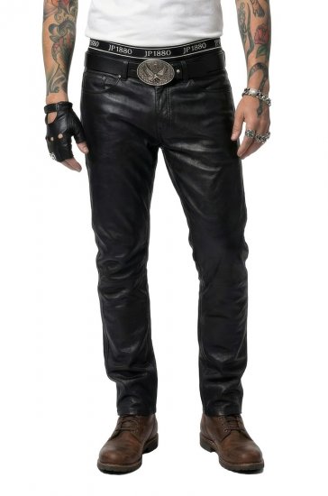 JP1880 Leather Pants Regular Fit Finest Lamb Nappa Black - Dżinsy & spodnie - Dżinsy i Spodnie - W40-W70