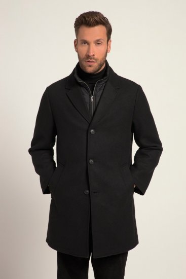 JP1880 Coat Wool Blend Quilted Black - Kurtki Męskie Duże Rozmiary - Kurtki Duże rozmiary 2XL-8XL