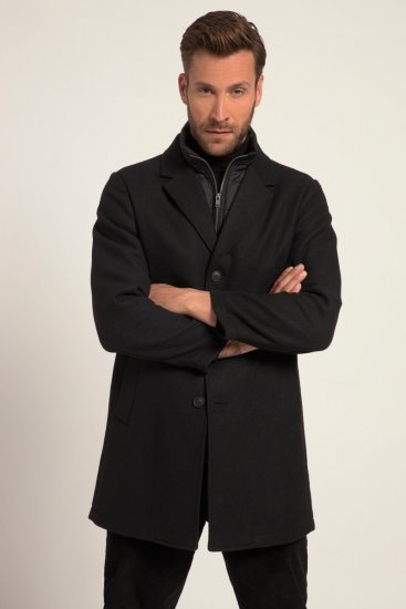 JP1880 Coat Wool Blend Quilted Black - Kurtki Męskie Duże Rozmiary - Kurtki Duże rozmiary 2XL-8XL