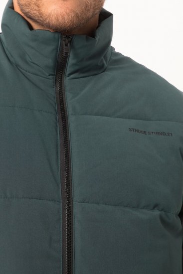 STHUGE 821232 Kamizelka pikowana z zamkiem Oliwkowa - Kurtki Męskie Duże Rozmiary - Kurtki Duże rozmiary 2XL-8XL