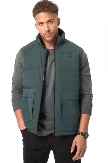 STHUGE 821232 Kamizelka pikowana z zamkiem Oliwkowa - Kurtki Męskie Duże Rozmiary - Kurtki Duże rozmiary 2XL-8XL