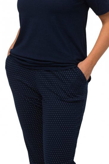 Ulla Popken 821244 Piżama w kropki Granatowa - Piżamy/Odzież domowa - 