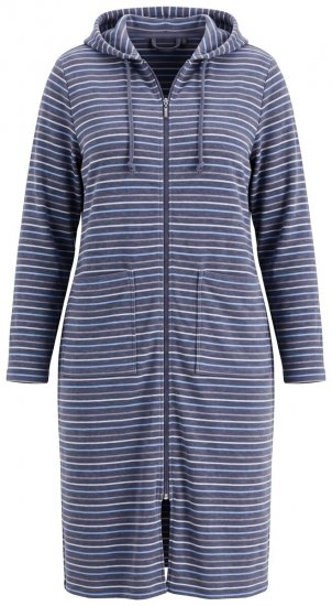 Ulla Popken 821543 Szlafrok frotte w paski Antracytowa - Szlafroki - 