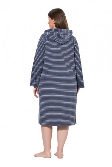 Ulla Popken 821543 Szlafrok frotte w paski Antracytowa - Szlafroki - 