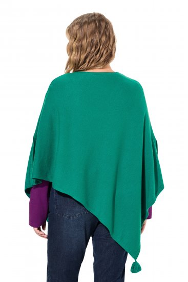 Ulla Popken Knit Pointed Hem Poncho Emerald Green - Bluzy & bluzy z kapturem - 