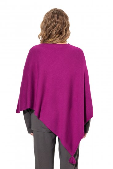 Ulla Popken Knit Pointed Hem Poncho Berry - Bluzy & bluzy z kapturem - 