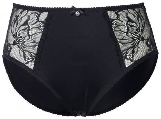 Ulla Popken 822864 Majtki w kwiaty z koronką Czarna - Majtki - 