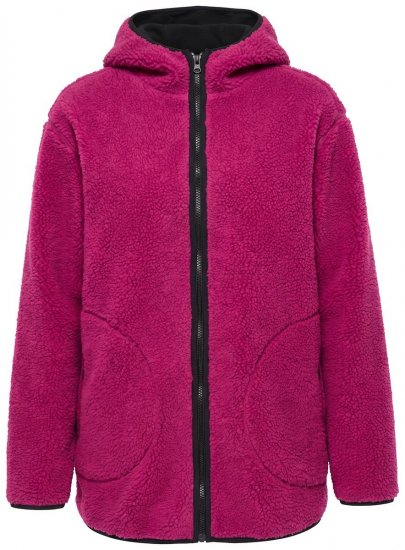 Ulla Popken 823371 Kurtka teddy z kapturem i pikowanymi kieszeniami Fuksja - Odzież polarowa - 