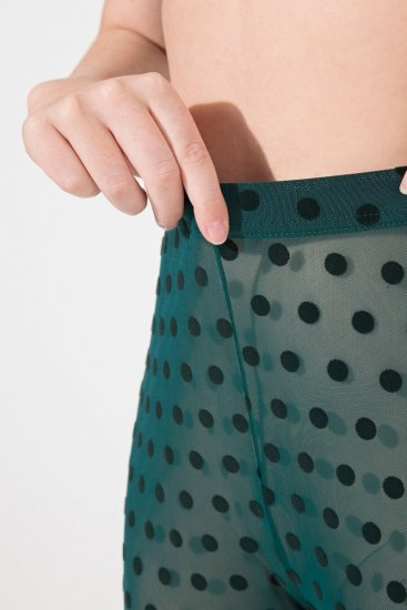 Ulla Popken 823383 Legginsy rajstopowe w kropki Oliwkowa - Rajstopy & skarpetki - 
