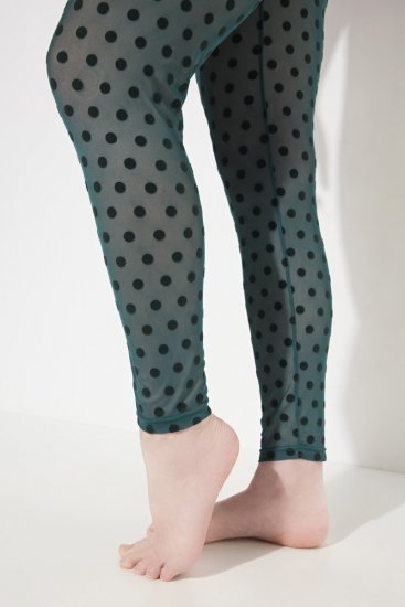 Ulla Popken 823383 Legginsy rajstopowe w kropki Oliwkowa - Rajstopy & skarpetki - 