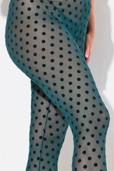 Ulla Popken 823383 Legginsy rajstopowe w kropki Oliwkowa - Rajstopy & skarpetki - 