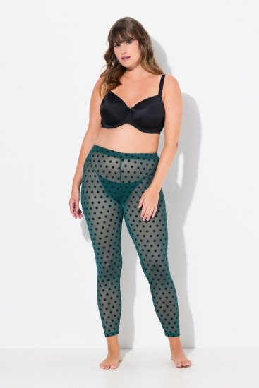 Ulla Popken 823383 Legginsy rajstopowe w kropki Oliwkowa - Rajstopy & skarpetki - 