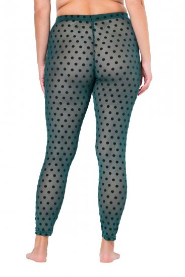 Ulla Popken 823383 Legginsy rajstopowe w kropki Oliwkowa - Rajstopy & skarpetki - 