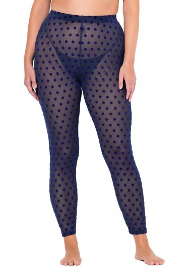 Ulla Popken 823383 Legginsy rajstopowe w kropki Granatowa - Rajstopy & skarpetki - 