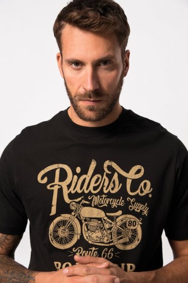 JP1880 T-Shirt Motorcycle Print Black - Koszulki - T-shirty meskie Duże Rozmiary - 2XL-14XL