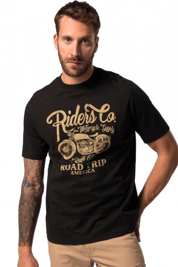 JP1880 T-Shirt Motorcycle Print Black - Koszulki - T-shirty meskie Duże Rozmiary - 2XL-14XL