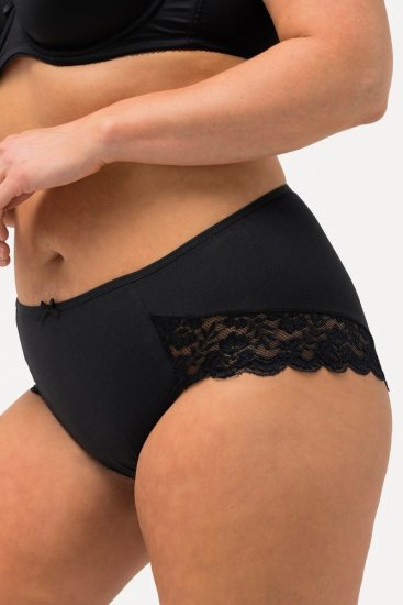 Ulla Popken 824106 Majtki z koronką 2 szt. Czarna - Majtki - 