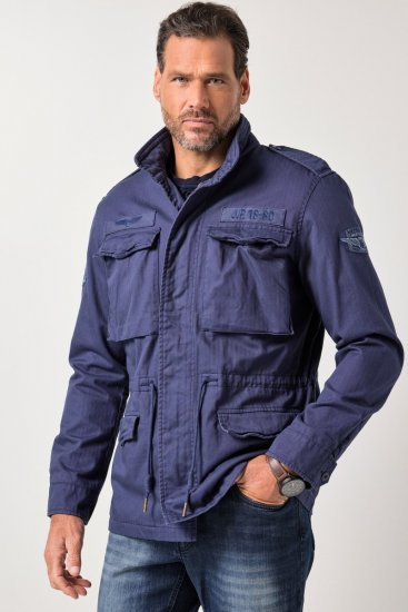 JP1880 Field Jacket with Badges Vintage Look Light Azure Blue - Kurtki Męskie Duże Rozmiary - Kurtki Duże rozmiary 2XL-8XL
