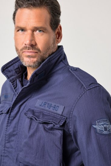 JP1880 Field Jacket with Badges Vintage Look Light Azure Blue - Kurtki Męskie Duże Rozmiary - Kurtki Duże rozmiary 2XL-8XL