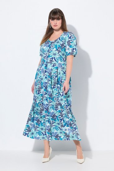 Ulla Popken 824966 Sukienka koszulowa w kwiaty Granatowa - Sukienki koszulowe - 