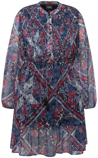 Ulla Popken 824976 Wzorzysta sukienka Granatowa - Sukienki midi - Sukienki midi w dużych rozmiarach