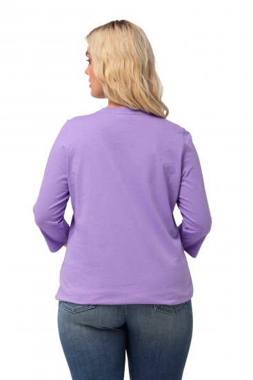 Ulla Popken Horticultural Graphic Floral Tee Pale Lilac - Koszulki z nadrukiem dla kobiet - 