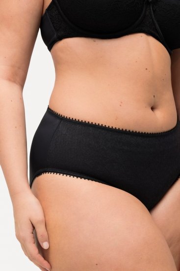 Ulla Popken 825790 Majtki w kwiaty z koronką Czarna - Majtki - 