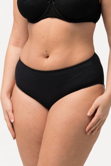 Ulla Popken 825790 Majtki w kwiaty z koronką Czarna - Majtki - 