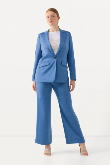 Ulla Popken 826163 Szerokie spodnie garniturowe Denimowy niebieski - Spodnie materiałowe - Szerokie spodnie damskie plus size