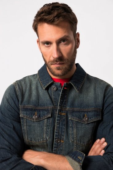 JP1880 Denim Jacket Dark Blue Denim - Kurtki Męskie Duże Rozmiary - Kurtki Duże rozmiary 2XL-8XL